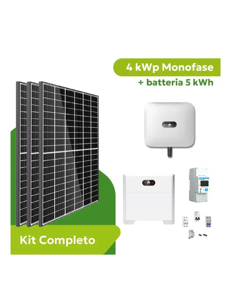 Kit Fotovoltaico 4 kWp Monofase Huawei con Accumulo 5 kWh